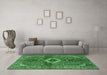 Machine Washable Persian Emerald Green Traditional Area Rugs in a Living Room,, wshtr2700emgrn