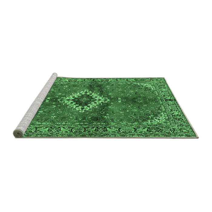 Sideview of Machine Washable Persian Emerald Green Traditional Area Rugs, wshtr2700emgrn