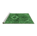 Sideview of Machine Washable Persian Emerald Green Traditional Area Rugs, wshtr2700emgrn