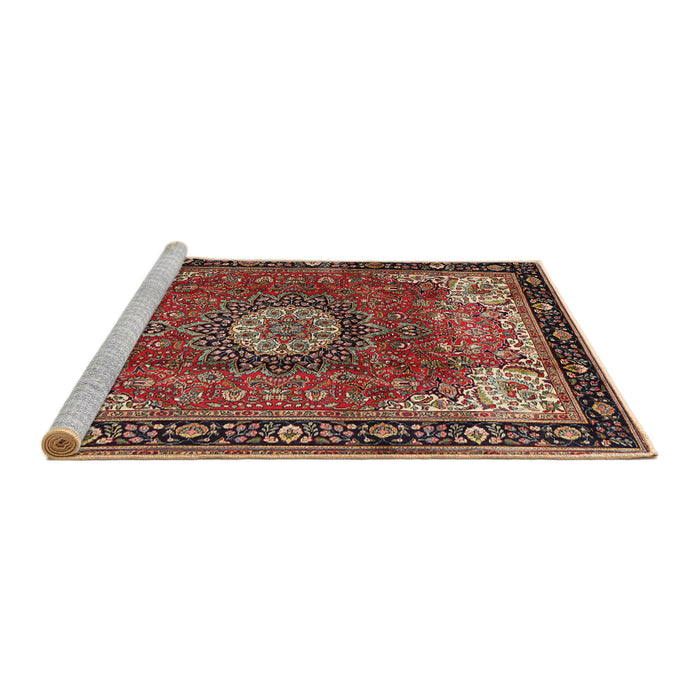 Sideview of Machine Washable Traditional Saffron Red Rug, wshtr2701