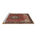 Sideview of Machine Washable Traditional Saffron Red Rug, wshtr2701