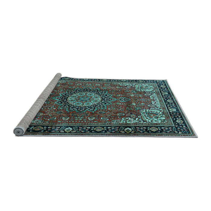 Sideview of Machine Washable Persian Light Blue Traditional Rug, wshtr2701lblu
