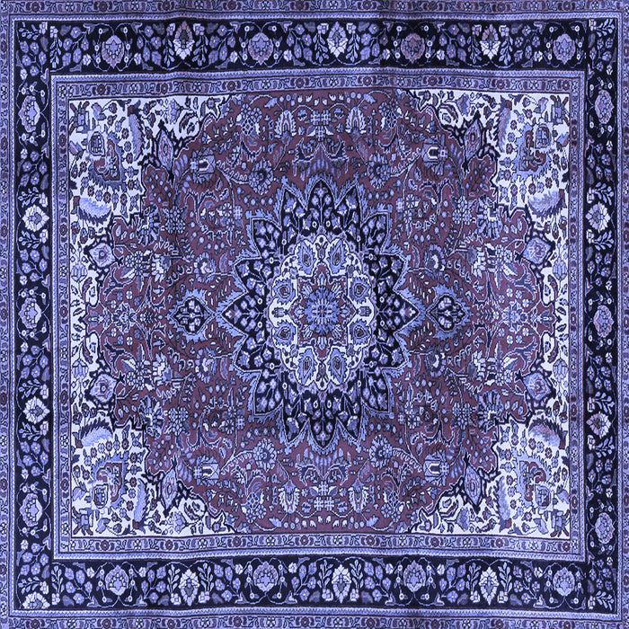 Square Machine Washable Persian Blue Traditional Rug, wshtr2701blu