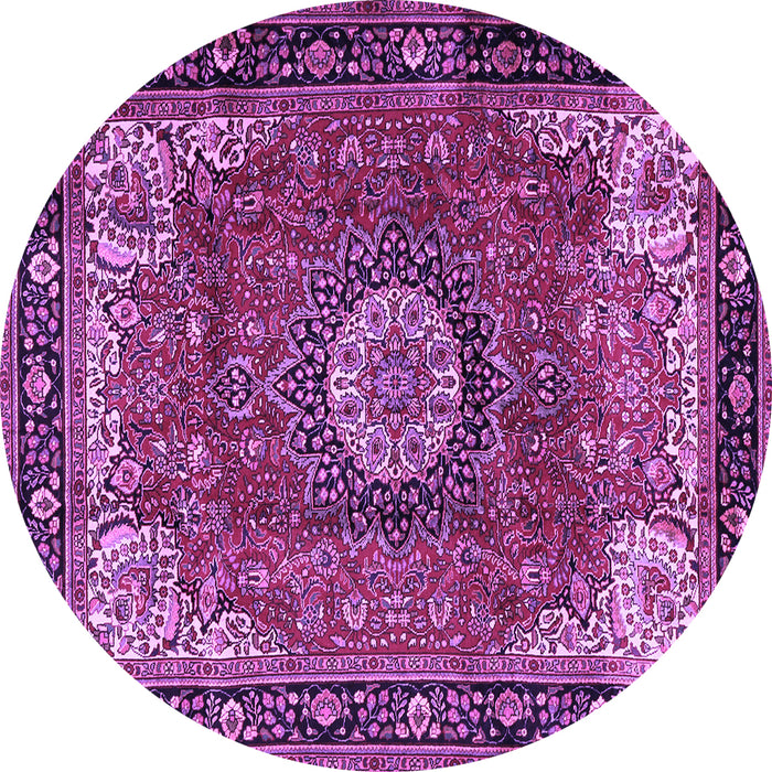 Round Machine Washable Persian Purple Traditional Area Rugs, wshtr2701pur