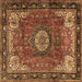 Square Machine Washable Persian Brown Traditional Rug, wshtr2701brn