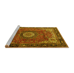 Sideview of Machine Washable Persian Yellow Traditional Rug, wshtr2701yw