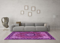 Machine Washable Persian Purple Traditional Rug, wshtr2701pur