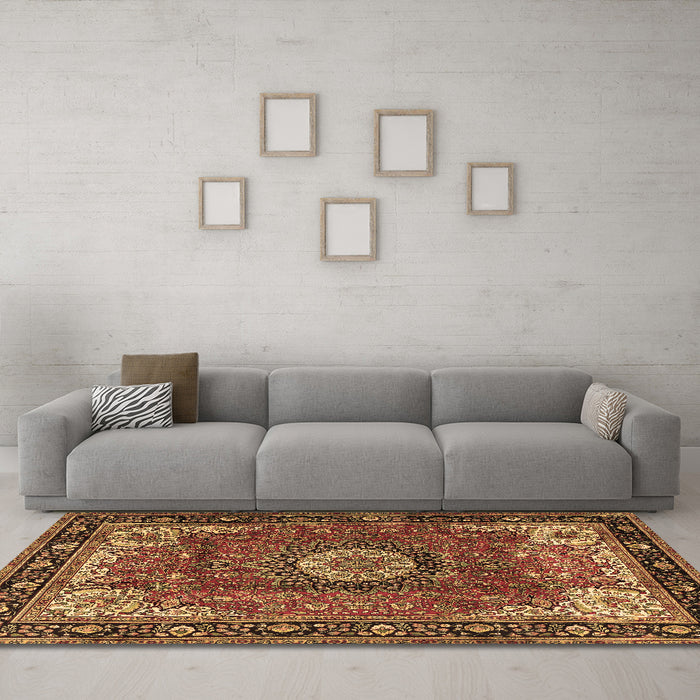 Machine Washable Persian Brown Traditional Rug in a Living Room,, wshtr2701brn