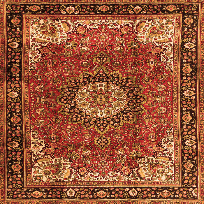 Round Machine Washable Persian Orange Traditional Area Rugs, wshtr2701org