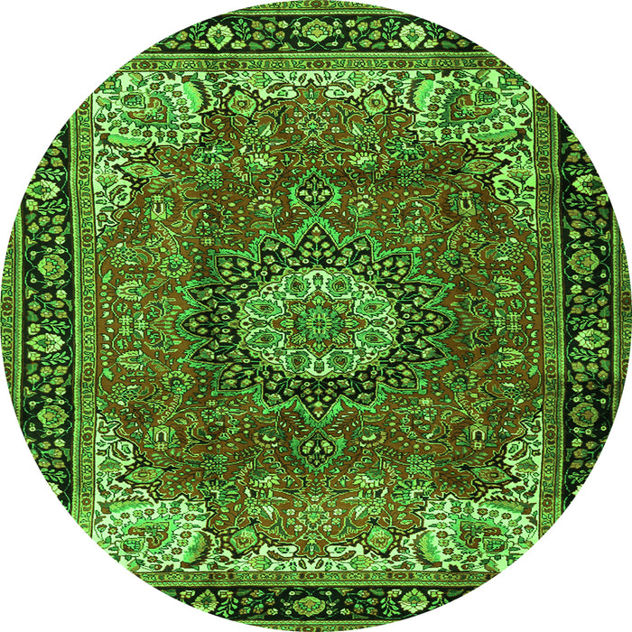 Square Persian Green Traditional Rug, tr2701grn