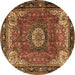 Round Persian Brown Traditional Rug, tr2701brn