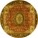 Round Persian Yellow Traditional Rug, tr2701yw