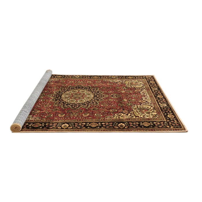 Sideview of Machine Washable Persian Brown Traditional Rug, wshtr2701brn