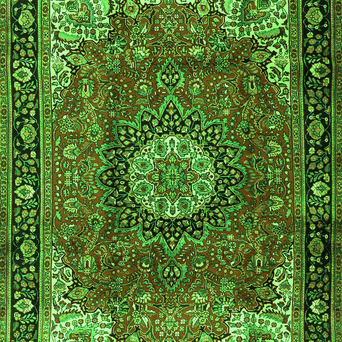 Serging Thickness of Machine Washable Persian Green Traditional Area Rugs, wshtr2701grn