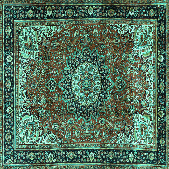 Square Persian Turquoise Traditional Rug, tr2701turq