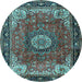 Round Persian Light Blue Traditional Rug, tr2701lblu