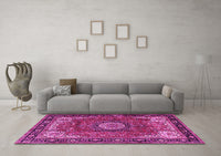 Machine Washable Persian Pink Traditional Rug, wshtr2701pnk