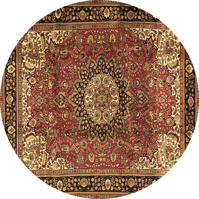 Round Machine Washable Persian Brown Traditional Rug, wshtr2701brn