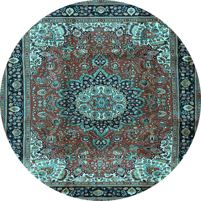 Round Machine Washable Persian Light Blue Traditional Rug, wshtr2701lblu
