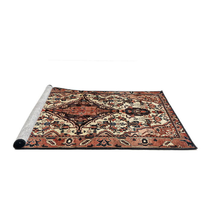 Sideview of Machine Washable Traditional Sandy Brown Rug, wshtr2702