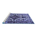 Sideview of Machine Washable Persian Blue Traditional Rug, wshtr2702blu