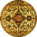 Round Persian Yellow Traditional Rug, tr2702yw