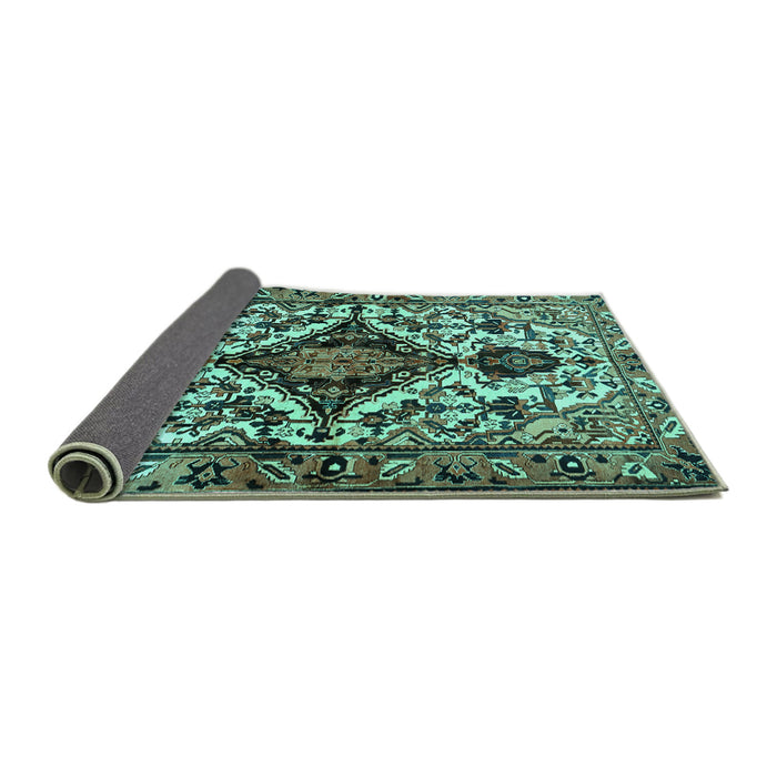Sideview of Persian Turquoise Traditional Rug, tr2702turq
