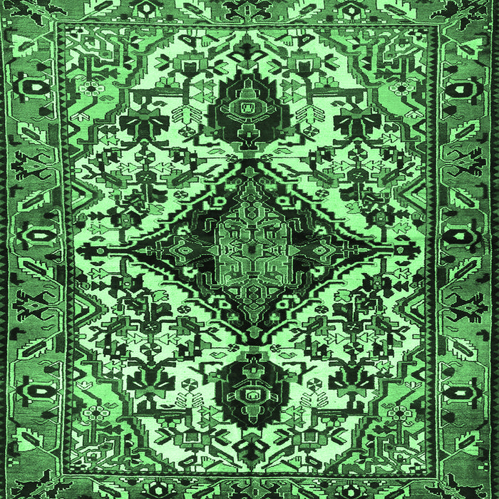 Square Machine Washable Persian Emerald Green Traditional Area Rugs, wshtr2702emgrn