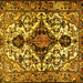 Square Persian Yellow Traditional Rug, tr2702yw