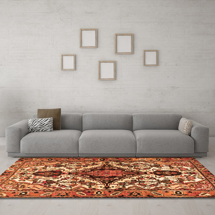 Machine Washable Persian Orange Traditional Area Rugs in a Living Room, wshtr2702org