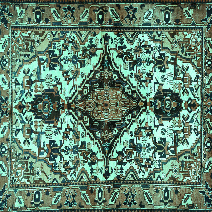 Square Machine Washable Persian Turquoise Traditional Area Rugs, wshtr2702turq