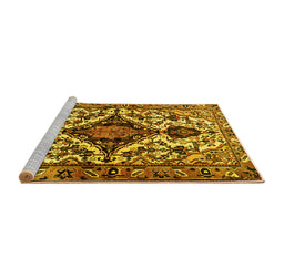 Sideview of Machine Washable Persian Yellow Traditional Rug, wshtr2702yw