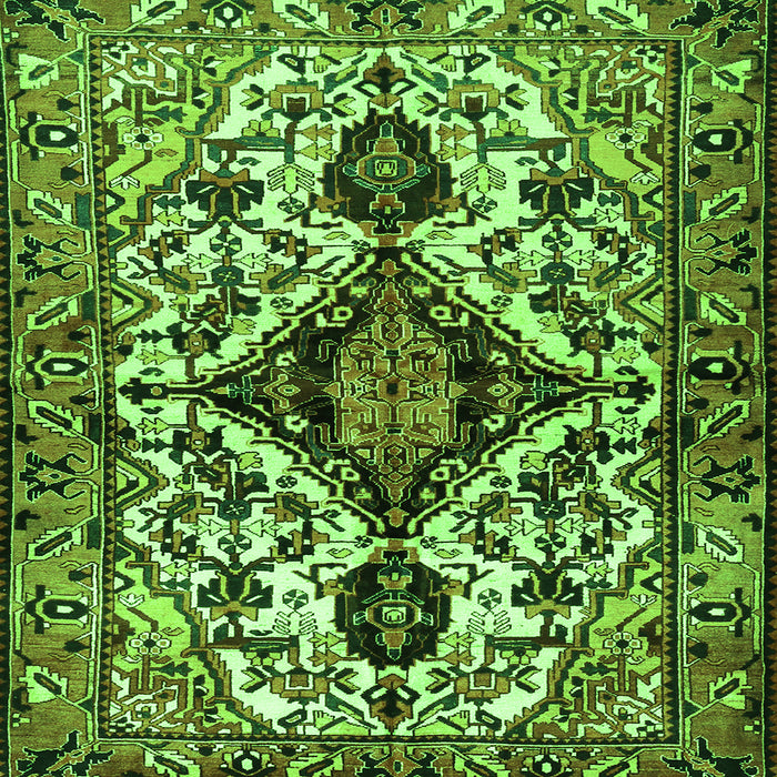 Round Machine Washable Persian Green Traditional Area Rugs, wshtr2702grn