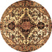 Round Persian Brown Traditional Rug, tr2702brn