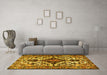 Machine Washable Persian Yellow Traditional Rug in a Living Room, wshtr2702yw