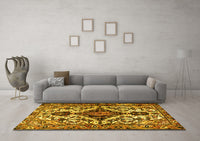 Machine Washable Persian Yellow Traditional Rug, wshtr2702yw