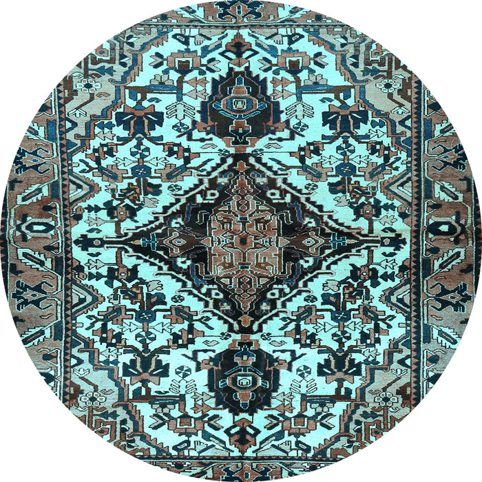 Round Persian Light Blue Traditional Rug, tr2702lblu