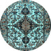 Round Persian Light Blue Traditional Rug, tr2702lblu