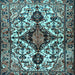 Square Machine Washable Persian Light Blue Traditional Rug, wshtr2702lblu