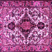 Square Machine Washable Persian Pink Traditional Rug, wshtr2702pnk