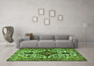 Machine Washable Persian Green Traditional Area Rugs in a Living Room,, wshtr2702grn