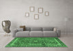 Machine Washable Persian Emerald Green Traditional Area Rugs in a Living Room,, wshtr2703emgrn