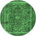 Round Persian Emerald Green Traditional Rug, tr2703emgrn
