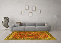 Machine Washable Persian Yellow Traditional Rug, wshtr2703yw