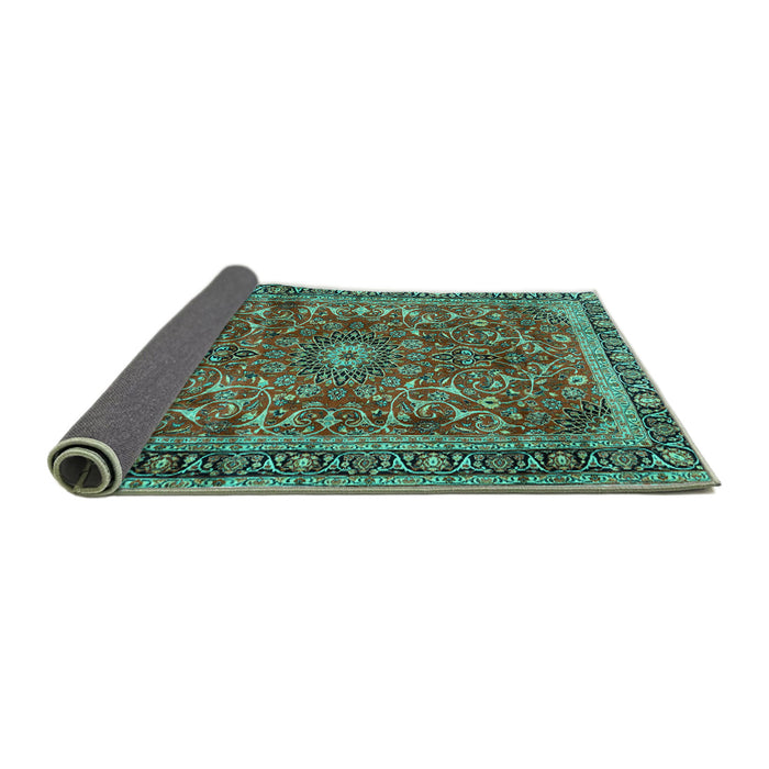 Sideview of Persian Turquoise Traditional Rug, tr2703turq
