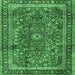 Square Machine Washable Persian Emerald Green Traditional Area Rugs, wshtr2703emgrn