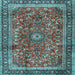 Square Machine Washable Persian Light Blue Traditional Rug, wshtr2703lblu