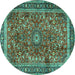 Round Persian Turquoise Traditional Rug, tr2703turq