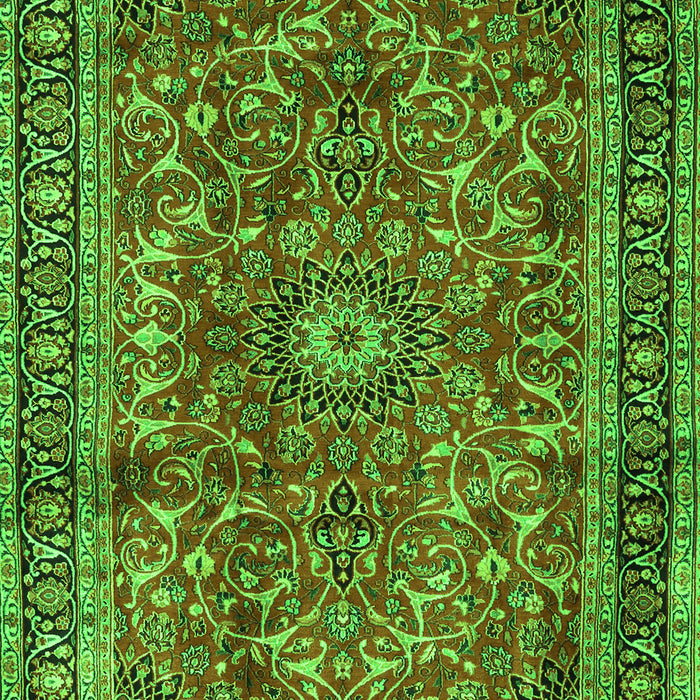 Serging Thickness of Machine Washable Persian Green Traditional Area Rugs, wshtr2703grn