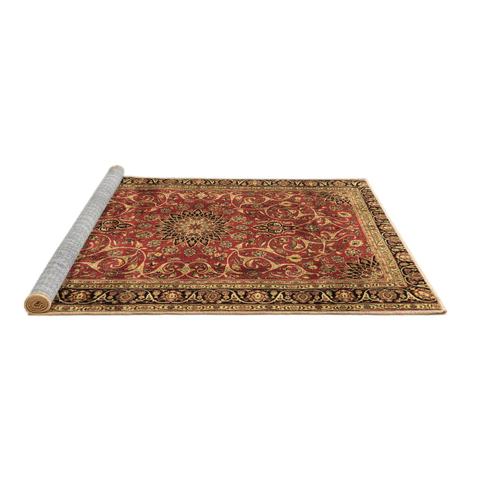 Sideview of Machine Washable Persian Brown Traditional Rug, wshtr2703brn